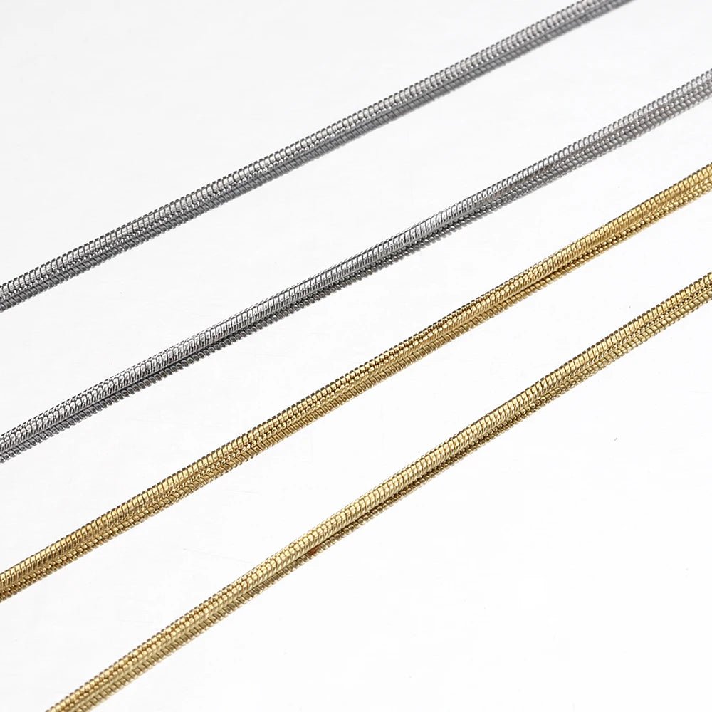 2Meters Stainless Steel Round Snake Chains for Necklace Bracelet Jewelry Making DIY Findings 0.9mm 1.2mm Chain Bulk Wholesale - The Discount Plug