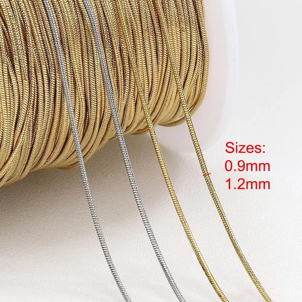 2Meters Stainless Steel Round Snake Chains for Necklace Bracelet Jewelry Making DIY Findings 0.9mm 1.2mm Chain Bulk Wholesale - The Discount Plug