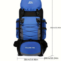 90L High-Capacity Travel Backpack - Durable Polyester, Blue with Black Accents, Plaid Pattern, Adjustable Chest Strap, Multiple Pockets for Outdoor Adventures, Camping & Hiking, Backpack for Travel
