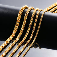 3/4/5/6/7mm Wide Stainless Steel Wheat Weave Chain Necklace Gold Color for Women Men Hip Hop Punk Fashion Jewelry - The Discount Plug