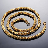 3/4/5/6/7mm Wide Stainless Steel Wheat Weave Chain Necklace Gold Color for Women Men Hip Hop Punk Fashion Jewelry - The Discount Plug