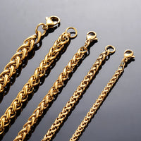 3/4/5/6/7mm Wide Stainless Steel Wheat Weave Chain Necklace Gold Color for Women Men Hip Hop Punk Fashion Jewelry - The Discount Plug