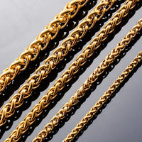 3/4/5/6/7mm Wide Stainless Steel Wheat Weave Chain Necklace Gold Color for Women Men Hip Hop Punk Fashion Jewelry - The Discount Plug