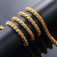3/4/5/6/7mm Wide Stainless Steel Wheat Weave Chain Necklace Gold Color for Women Men Hip Hop Punk Fashion Jewelry - The Discount Plug