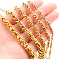3/4/5/6/7mm Wide Stainless Steel Wheat Weave Chain Necklace Gold Color for Women Men Hip Hop Punk Fashion Jewelry - The Discount Plug
