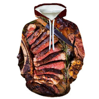 3D Printing Steak Salad French Fries Food Hoodie For Men Long Sleeves Hooded Sweatshirt Hamburger Pattern Casual Pullovers - The Discount Plug