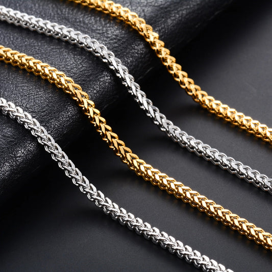 3mm Gold/Silver Color Mens Braided Necklace Chain Stainless Steel for Women Men Choker High Quality Metal Jewelry Accessory Gift - The Discount Plug
