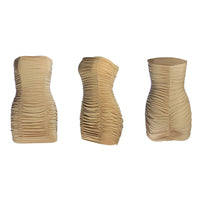 5 Colors New Sexy Bandeau Wrinkled Pleated Dress Short Club Ladies 2025 Summer Bodycon Dress Evening Party Tight Mini Dress D262 - The Discount Plug