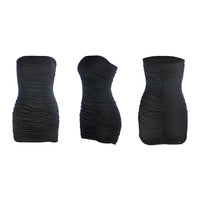 5 Colors New Sexy Bandeau Wrinkled Pleated Dress Short Club Ladies 2025 Summer Bodycon Dress Evening Party Tight Mini Dress D262 - The Discount Plug