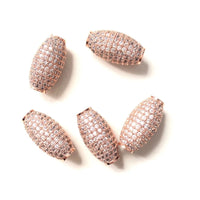 5pcs Zirconia Paved Olive Beads Spacers Centerpiece for Women Jewelry Bracelet Necklace Making Bling Gold - Plated Waist Accessory - The Discount Plug