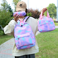 Kawaii Backpack, Tie Dye Cartoon Pattern School Bag with & Pencil Case for School Use