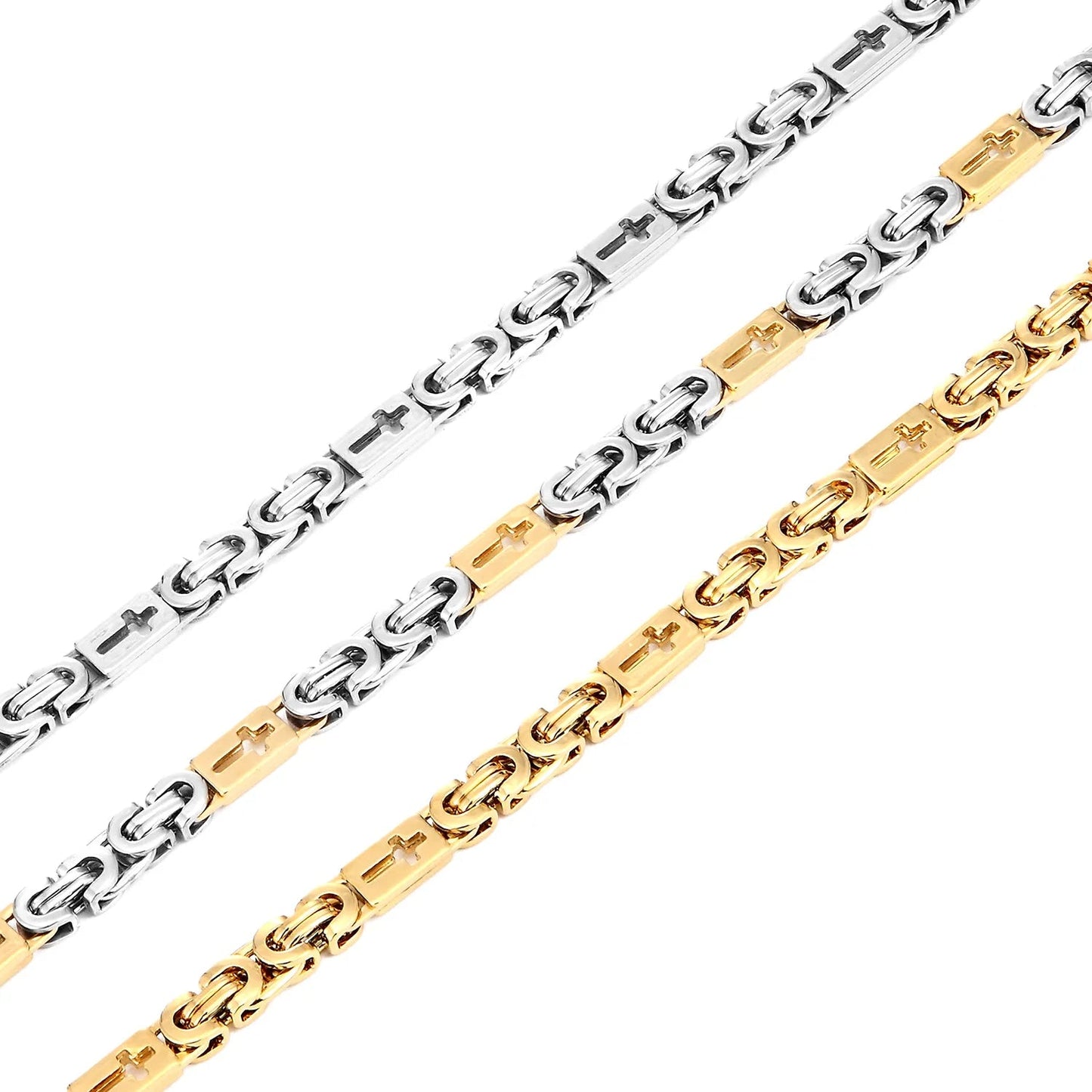 6mm Heavy 18K Gold Color Stainless Steel Byzantine Chain Necklace Men Women Punk Rock Hiphop Black Biker Bike Choker Jewelry - The Discount Plug