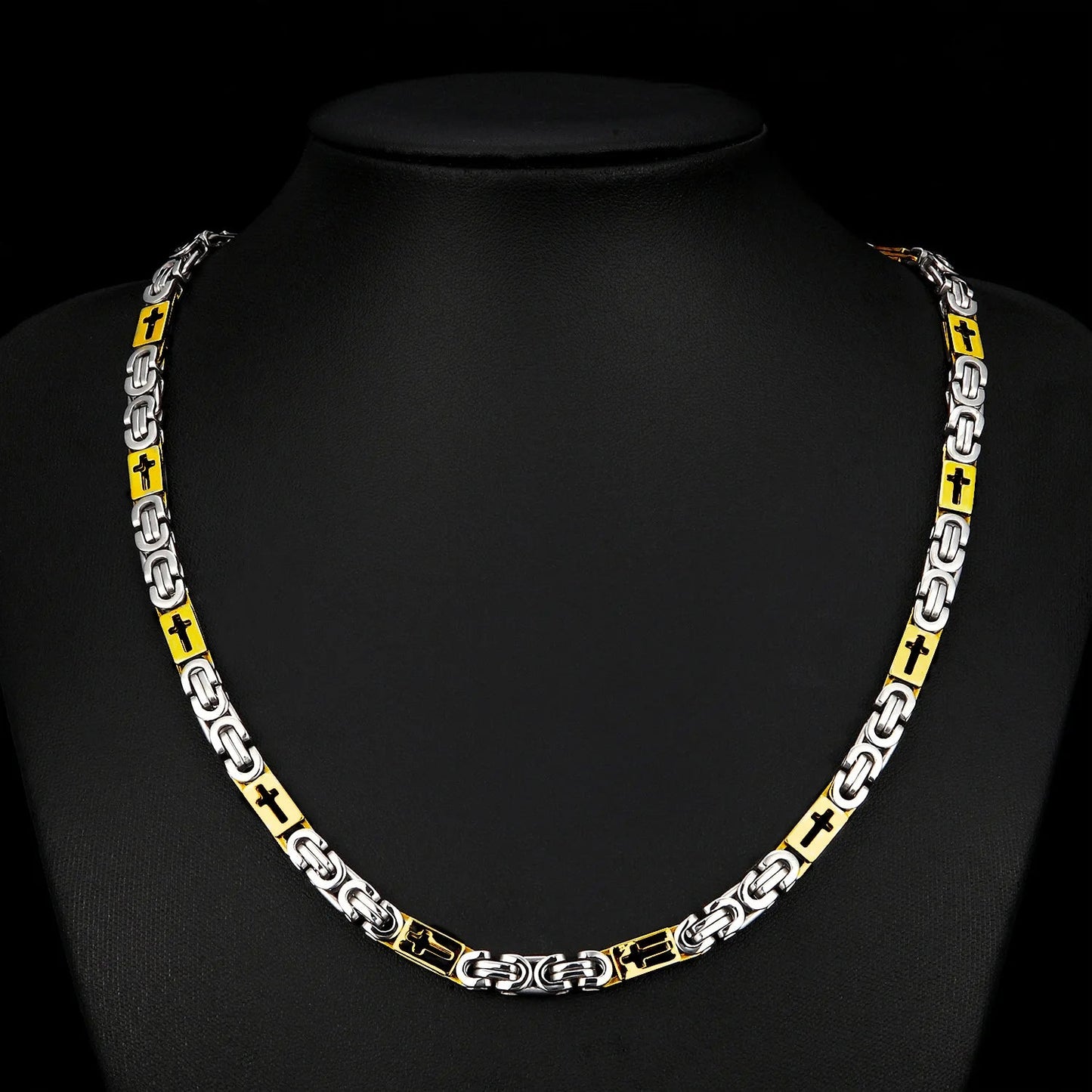 6mm Heavy 18K Gold Color Stainless Steel Byzantine Chain Necklace Men Women Punk Rock Hiphop Black Biker Bike Choker Jewelry - The Discount Plug