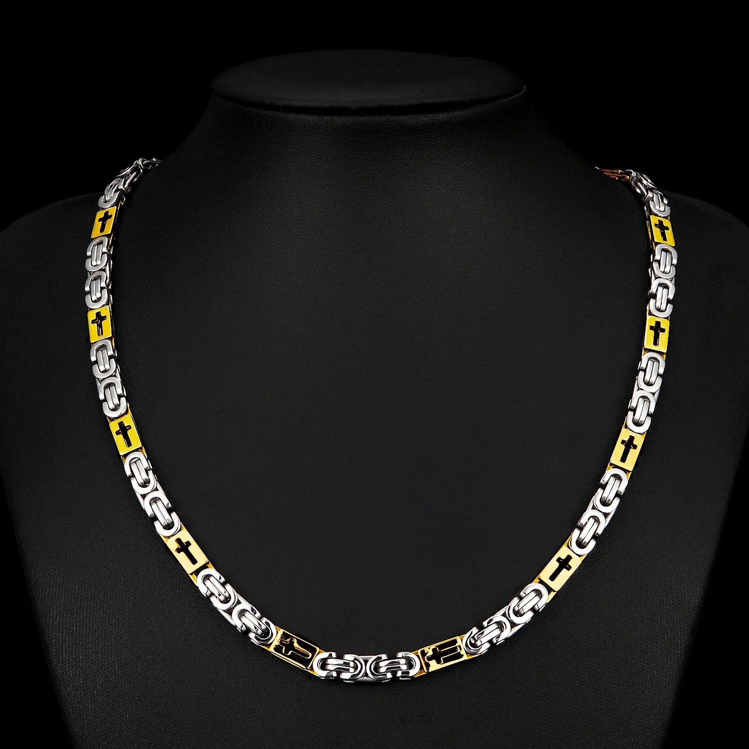 6mm Heavy 18K Gold Color Stainless Steel Byzantine Chain Necklace Men Women Punk Rock Hiphop Black Biker Bike Choker Jewelry - The Discount Plug