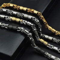 6mm Heavy 18K Gold Color Stainless Steel Byzantine Chain Necklace Men Women Punk Rock Hiphop Black Biker Bike Choker Jewelry - The Discount Plug
