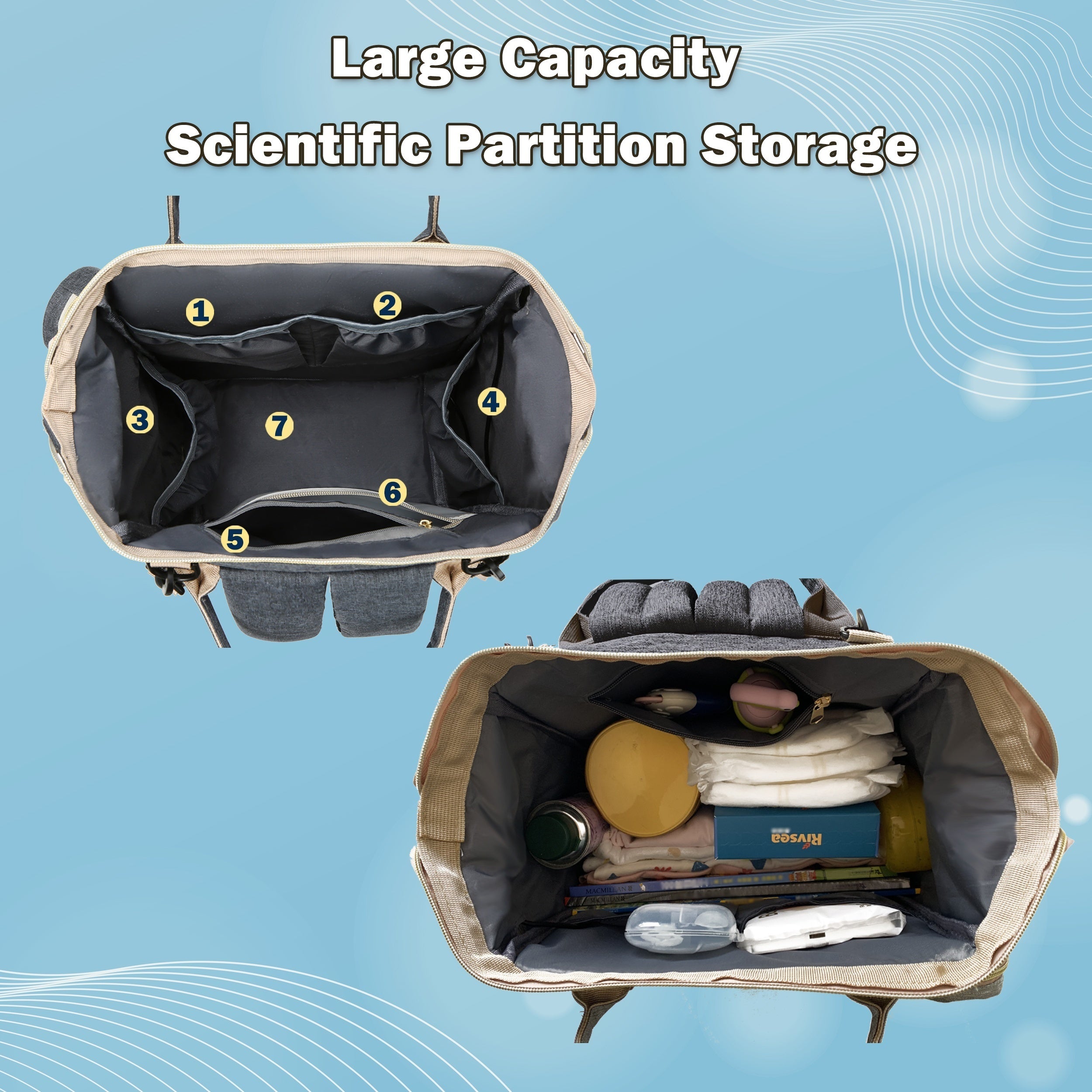 Lamroro Diaper Bag Backpack, Multifunction Travel Back Pack Maternity Changing Bags, Large Capacity, Stylish, Bag for Boys& Girls, Registry Search, Essentials Gifts, with USB Charging Port for Moms Dads