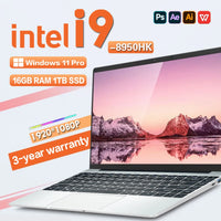 14.1-inch Portable Windows 11 Gaming Laptop Computer PC Intel Core i9-8950HK  Notebook 16GB RAM 1TB SSD Office Study Laptops PC