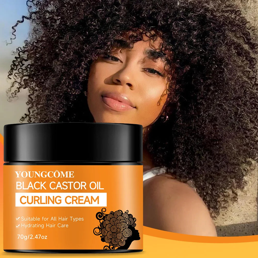 Black Castor Oil Curl Defining Cream Non-stick Hydrates & eliminates frizz, Hair-Smoothing Anti-Frizz Cream to Define 40/70g hot
