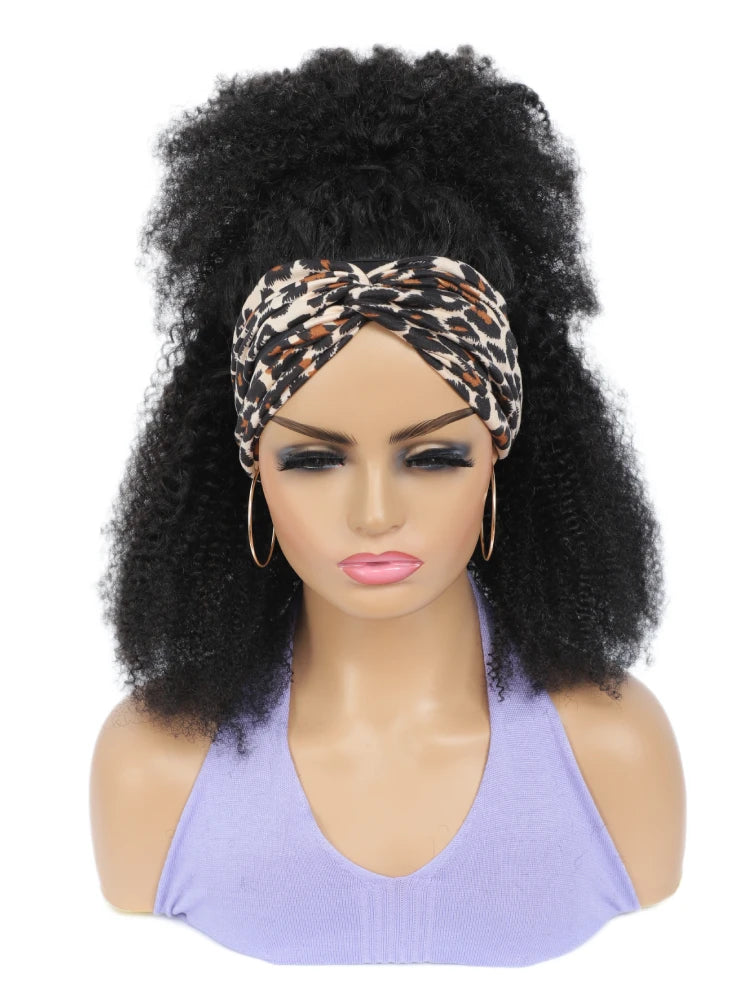 180% Afro Kinky Curly Headband Human Hair Wig For Black Women No Glue No Gel Ready To Wear Natural Brazilian Wigs With Headbands