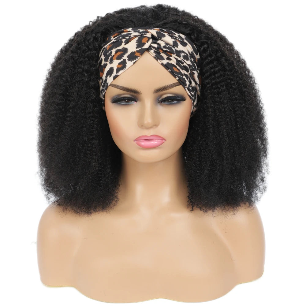 180% Afro Kinky Curly Headband Human Hair Wig For Black Women No Glue No Gel Ready To Wear Natural Brazilian Wigs With Headbands