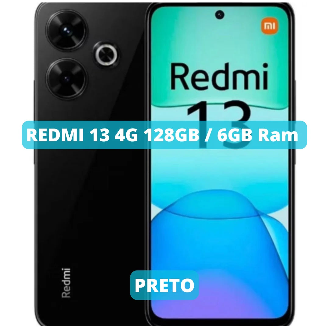 Celular Xiaomi Redmi 13 4G | Câmera 108MP , Processador Mediatek Dimensity 6080 (6 nm),  Bateria 5000mah, Carregamento 33W