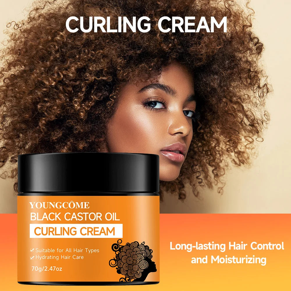 Black Castor Oil Curl Defining Cream Non-stick Hydrates & eliminates frizz, Hair-Smoothing Anti-Frizz Cream to Define 40/70g hot