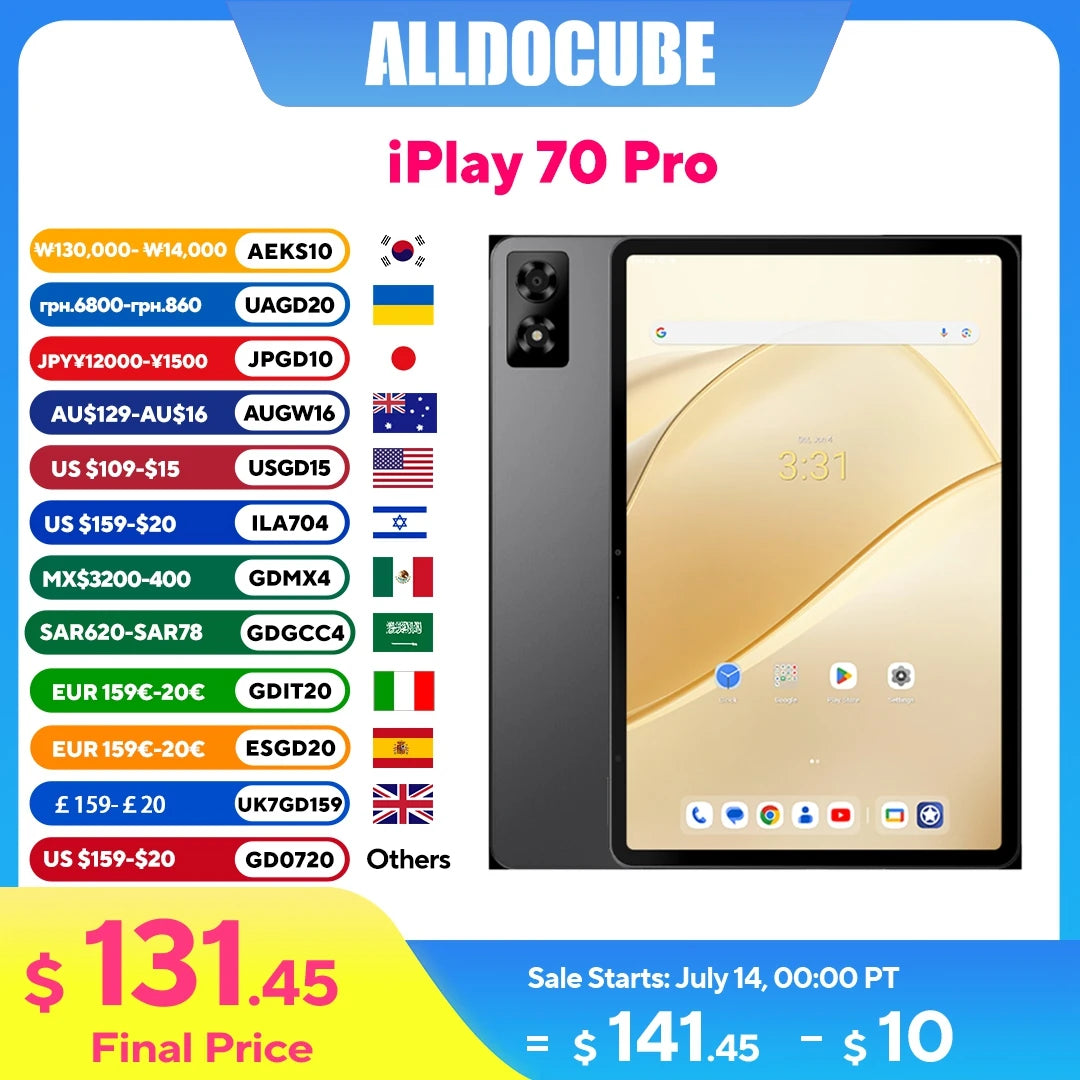 ALLDOCUBE iPlay 70 Pro Tablets 10.95 inch 2.5K 60Hz Display Helio G99 Octa 6GB+10GB RAM 256GB ROM Tablet PC 4G LET WiFi 7000mAh