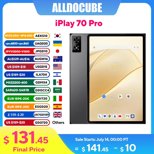 ALLDOCUBE iPlay 70 Pro Tablets 10.95 inch 2.5K 60Hz Display Helio G99 Octa 6GB+10GB RAM 256GB ROM Tablet PC 4G LET WiFi 7000mAh