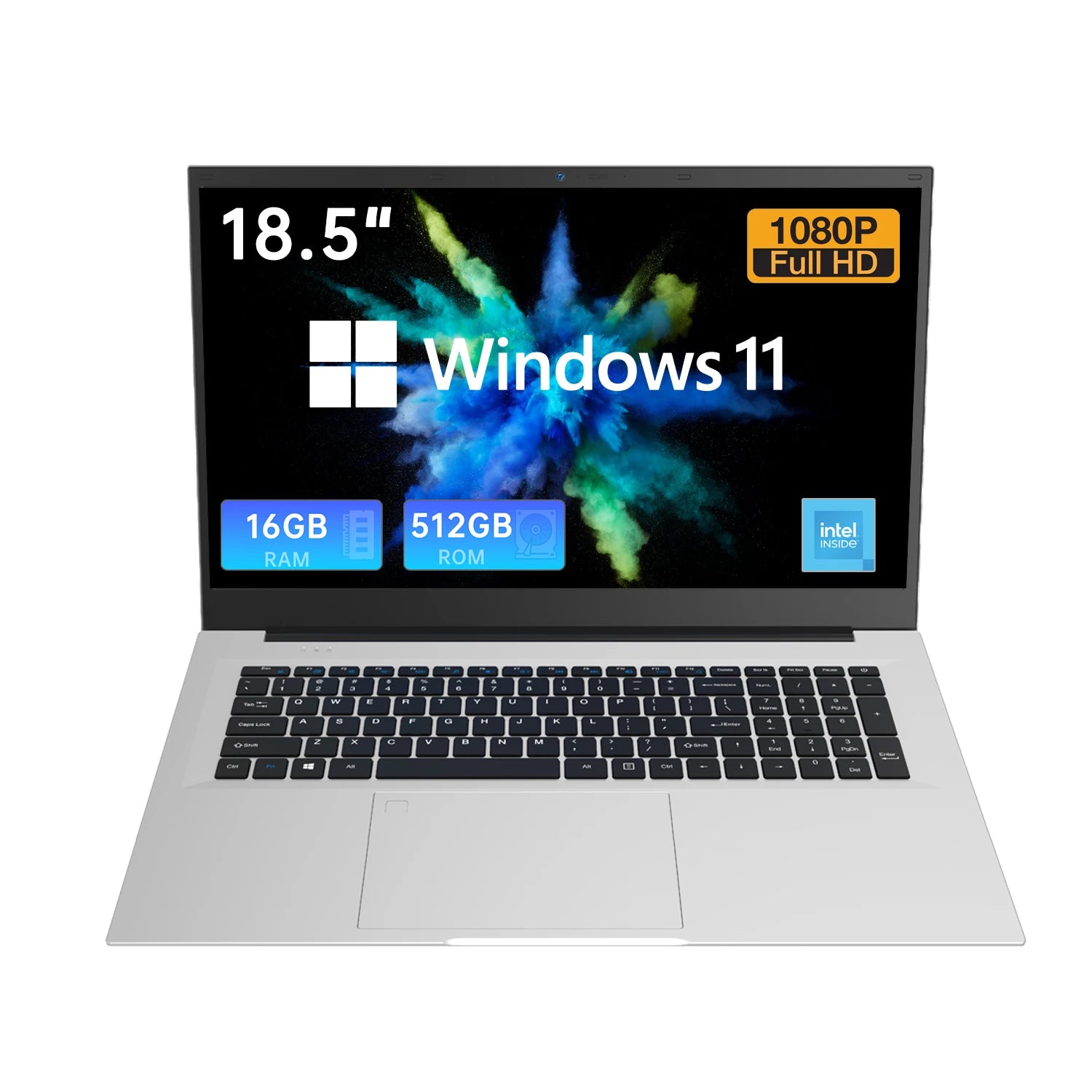 2025 New 18.5" Laptop 16GB RAM 512GB SSD Intel N150 Portable Notebook Lightweight Backlit Keyboard Fingerprint Windows 11