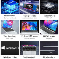 Windows 11 Intel Core i7 8500Y N4000 15.6 inch Portable Laptop Fingerprint Unlock Notebook 16GB 1TB 2TB Gaming Laptops Computer
