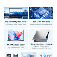 New Ultra Slim Laptop Intel Core i7 8650U 14.1" 32GB RAM 2TB SSD Gaming PC Office Study Computer PC Windows 11 Pro