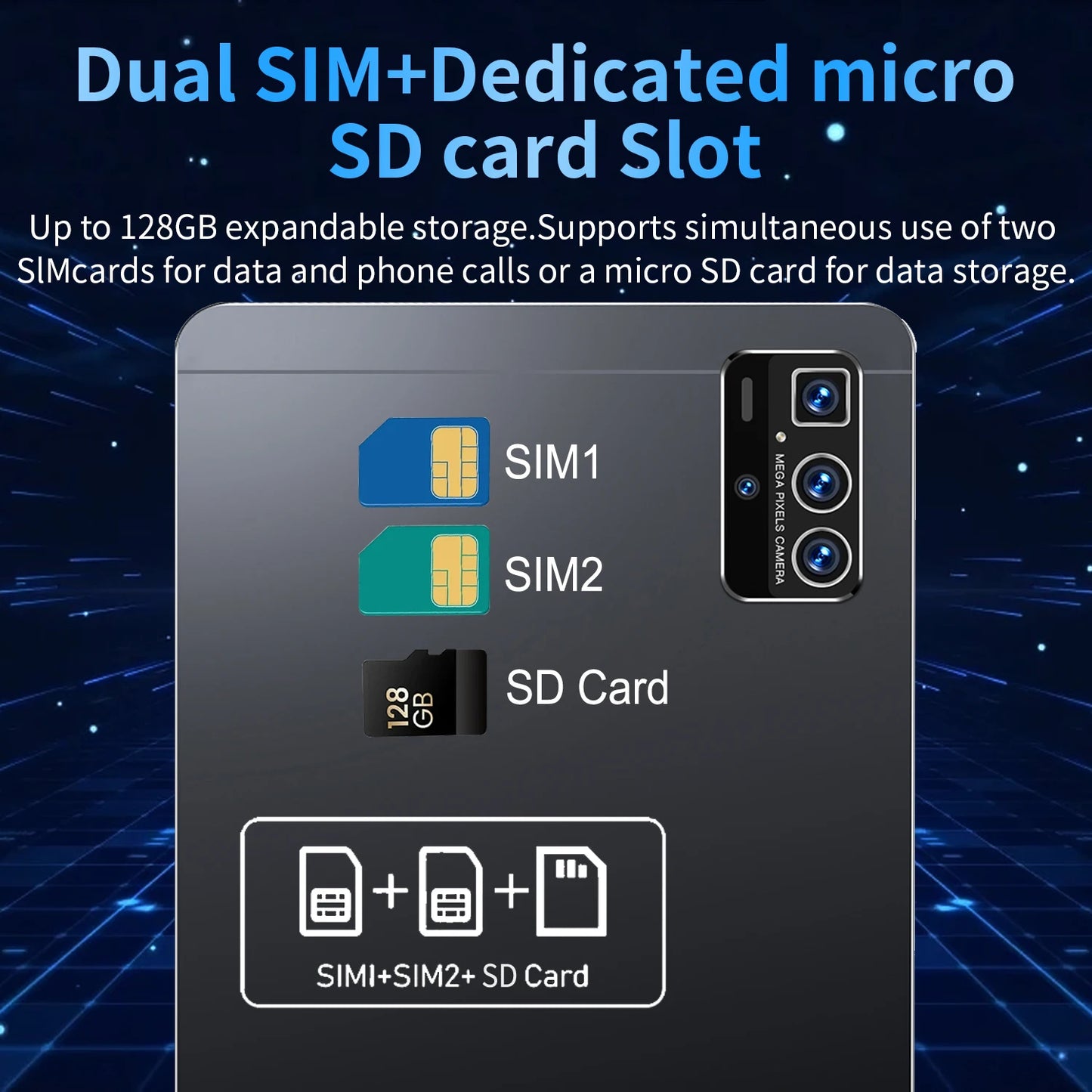 2025 5G Original 10.36Inch Tablet Android 16GB RAM 1TB ROM 12000mAh battery Android 13.0 MTK6797 10-core WiFi Network Dual Sim