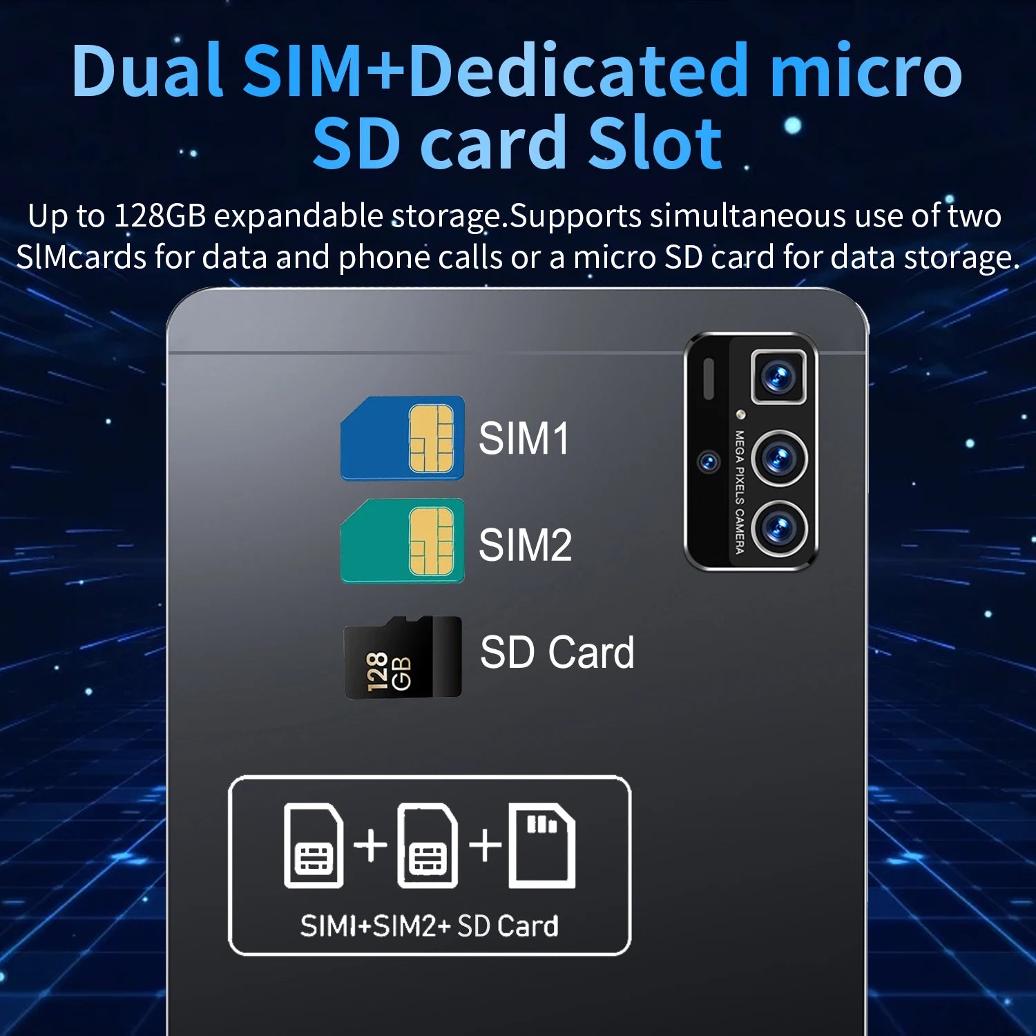 2025 5G Original 10.36Inch Tablet Android 16GB RAM 1TB ROM 12000mAh battery Android 13.0 MTK6797 10-core WiFi Network Dual Sim