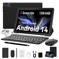 A10L 10Inch Tablet Android 14 12GB RAM 64GB ROM 1TB Expand WiFi6 Face Unlock HD IPS Screen Keyboard Mouse Stylus For PC Pad Gift