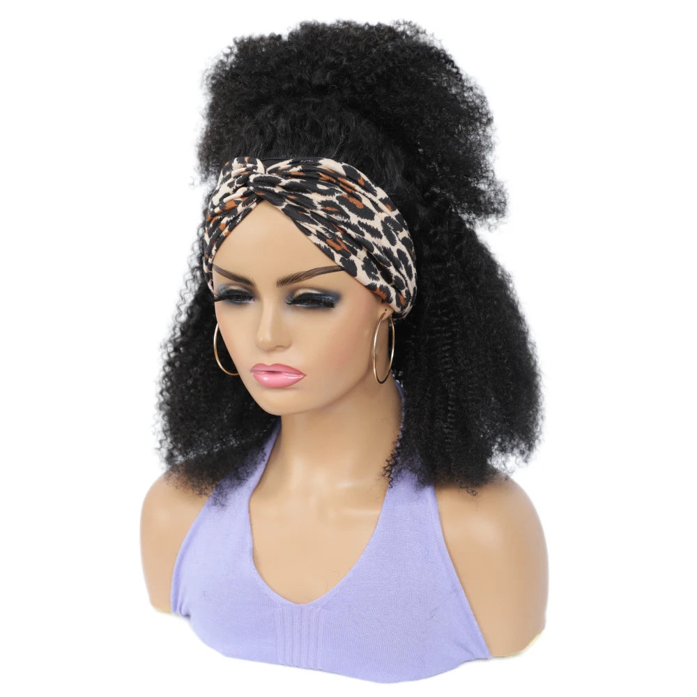 180% Afro Kinky Curly Headband Human Hair Wig For Black Women No Glue No Gel Ready To Wear Natural Brazilian Wigs With Headbands