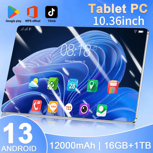 2025 5G Original 10.36Inch Tablet Android 16GB RAM 1TB ROM 12000mAh battery Android 13.0 MTK6797 10-core WiFi Network Dual Sim
