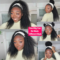 250% Density Afro Kinky Curly Headband Human Hair Wigs For Black Women No Glue Curly Wigs Brazilian Headband Wigs Human Hair