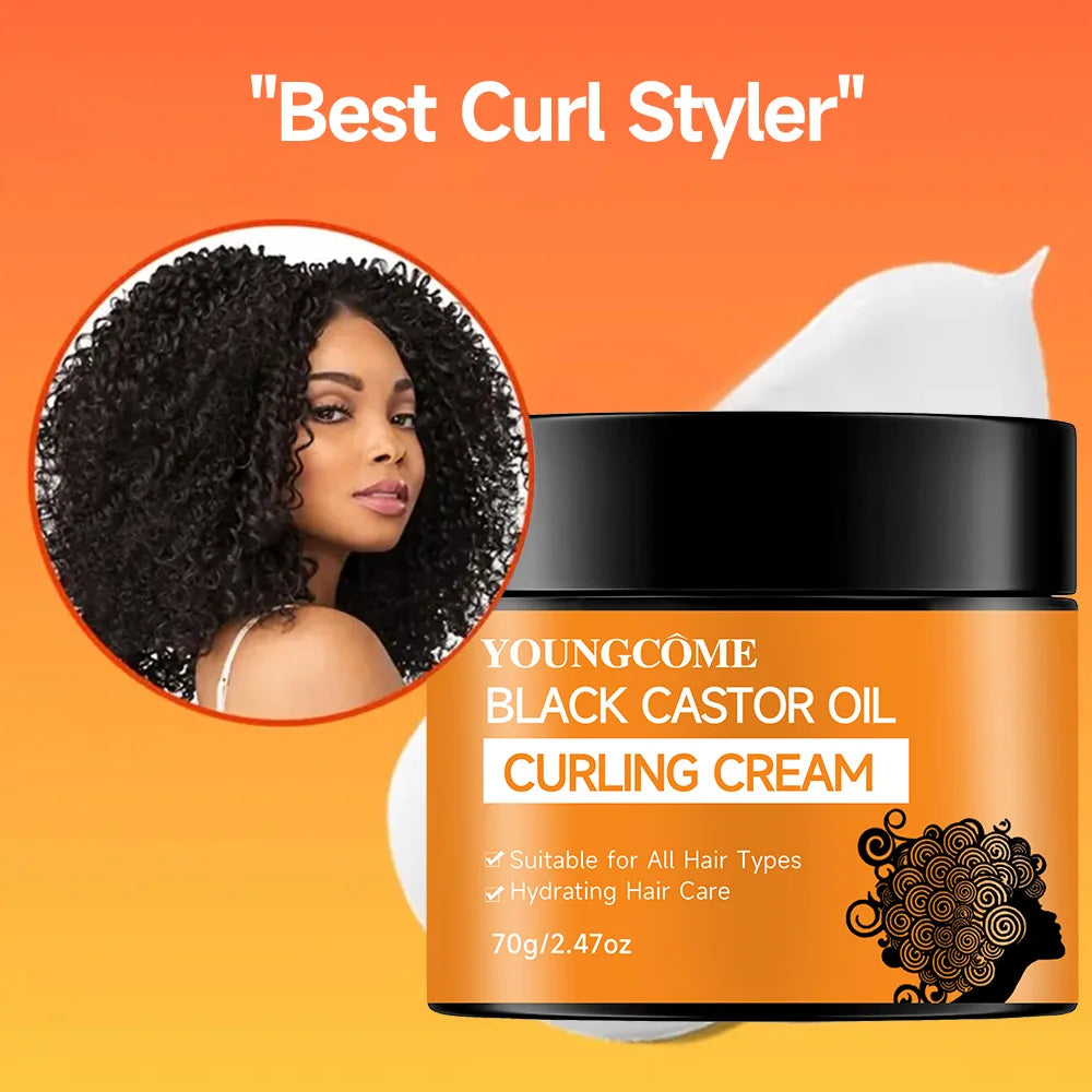 Black Castor Oil Curl Defining Cream Non-stick Hydrates & eliminates frizz, Hair-Smoothing Anti-Frizz Cream to Define 40/70g hot