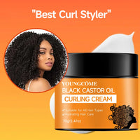 Black Castor Oil Curl Defining Cream Non-stick Hydrates & eliminates frizz, Hair-Smoothing Anti-Frizz Cream to Define 40/70g hot