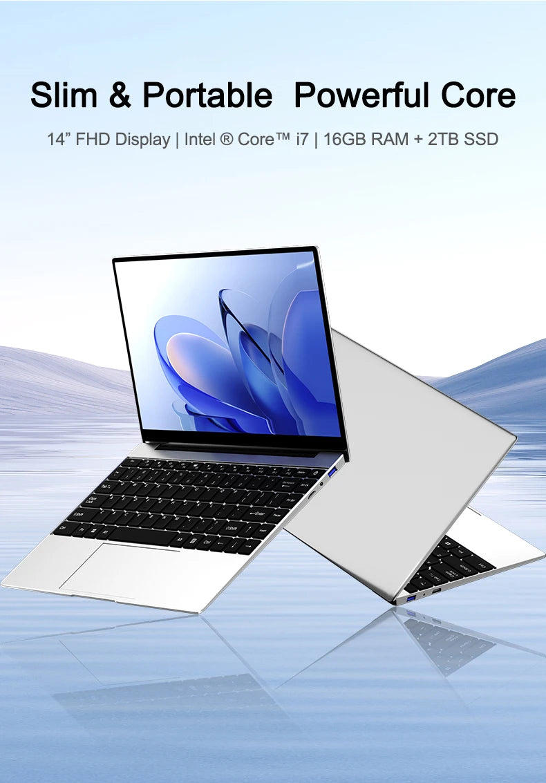 New Ultra Slim Laptop Intel Core i7 8650U 14.1" 32GB RAM 2TB SSD Gaming PC Office Study Computer PC Windows 11 Pro