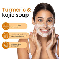 100g Turmeric Hand Made Soap, Lemon Kojic Acid Soap, Shower and Facial Soap  Deep Cleaning For Face Body Skin Care