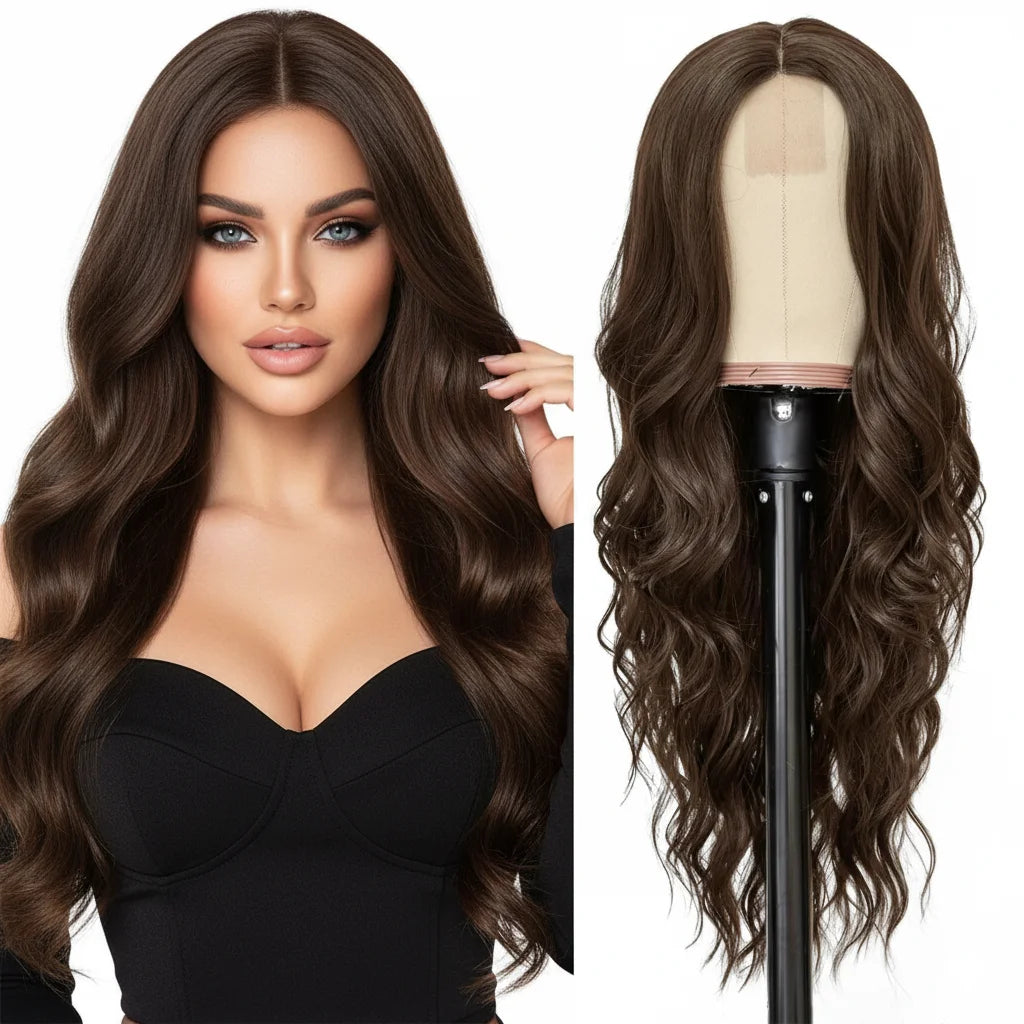13x4 HD Lace Front Wig 26 Inch Heat Resistant Synthetic Wig - Middle Part Long Curly Hair for Women, Daily Use & Party Wear