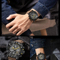 MEGIR Casual Watch Men Top Brand Luxury Chronograph Quartz Wristwatch Leather Strap Army Sport Watches Relogios Masculio 2130