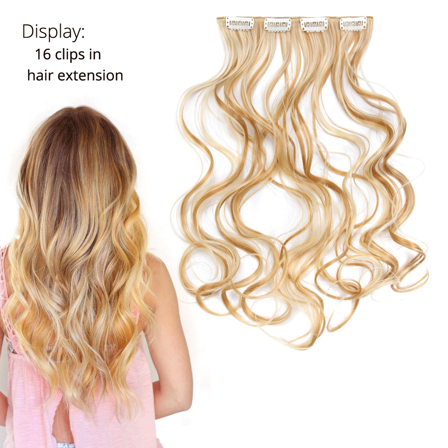 Alileader Synthetic Hair 16 Clip In Hair Extension Clip For Women 6Pcs/Set Hair Extension Clip In Ombre Fake Hairpiece Long Wavy