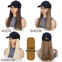 Women  Natural Looking Hat Wigs Short Straight 18inch Bob Hair Wig With Baseball Hat Heat Resistant Hair With Adjustable Hat