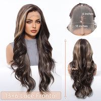 13*6 HD Lace Wig Synthetic Future Fiber Soft Wig Long Straight Mixed 180% Density Ombre Blonde Mixed Multi-Color Stripes