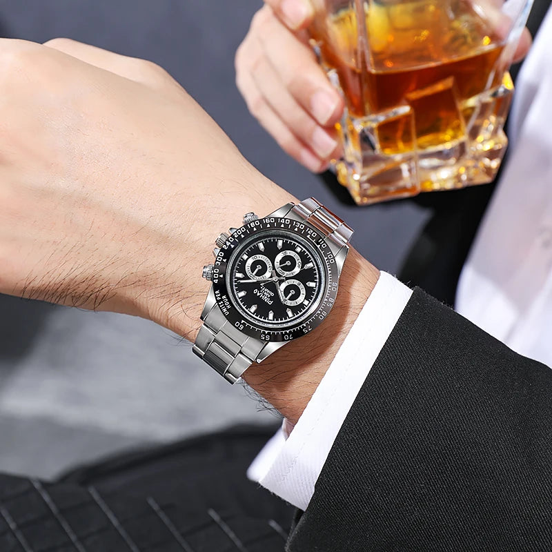 2024 New Fashion Stainless Steel men quartz wristwatches Gold Sliver Luxury Brand Top Quality Men Quartz Watch Relogio Masculino