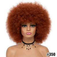 Short Hair Afro Kinky Curly Wigs With Bangs for Black Women African Synthetic Ombre Glueless Cosplay Natural Blonde Red Blue Wig