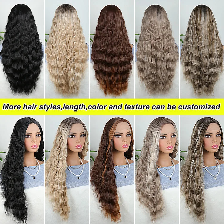 Julianna Lace Front Wig Highlight Ombre Colored Natural Hairline Heat Resistant Body Loose Deep Wave Synthetic Lace Frontal Wig