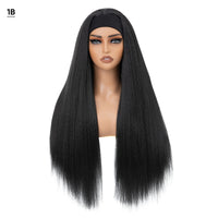 Wholesale YaKi Straight Headband Afro Wigs for Black Woman Glueless Headband Wig Synthetic Wig Heat Resistant for Women Hair